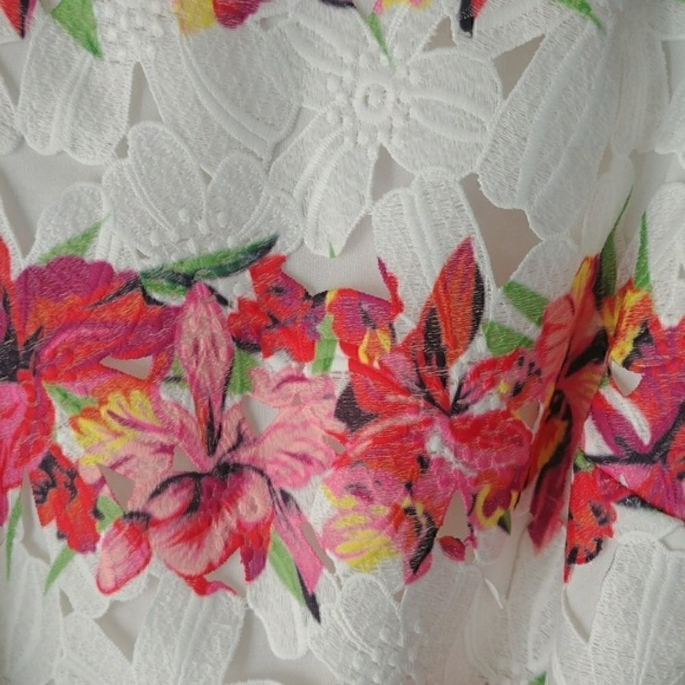 Julia Jordan Floral Lace Shift Dress 14 White Pink Multicolor - Picture 4 of 6